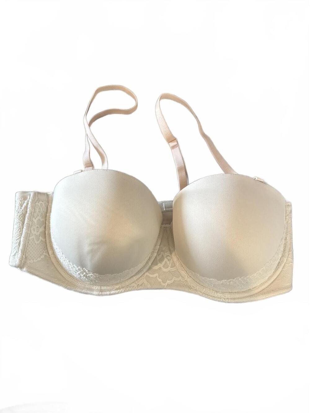 Torrid Strapless Push-Up Bra 38DD Beige Lace Detail